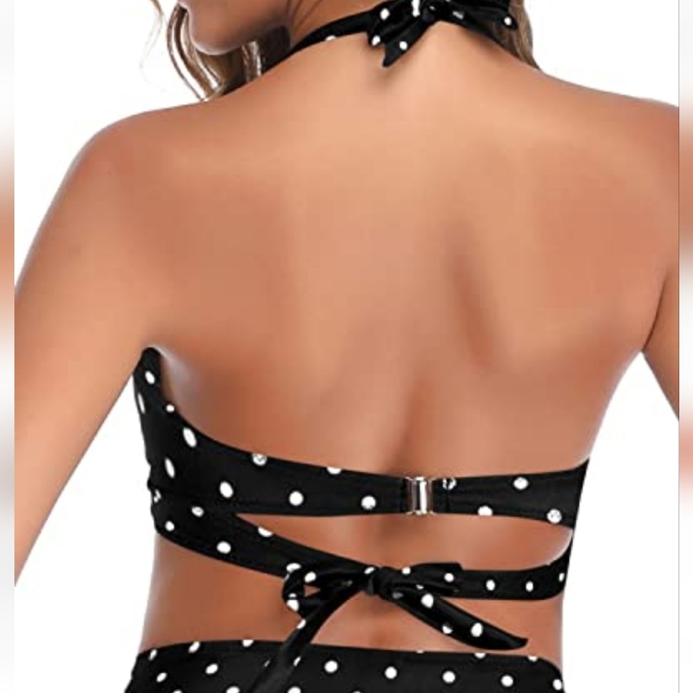 TEMPT ME Push Up Polks Dot Halter Retro 50s Bikini Top Size Medium Brand New - Picture 8 of 9